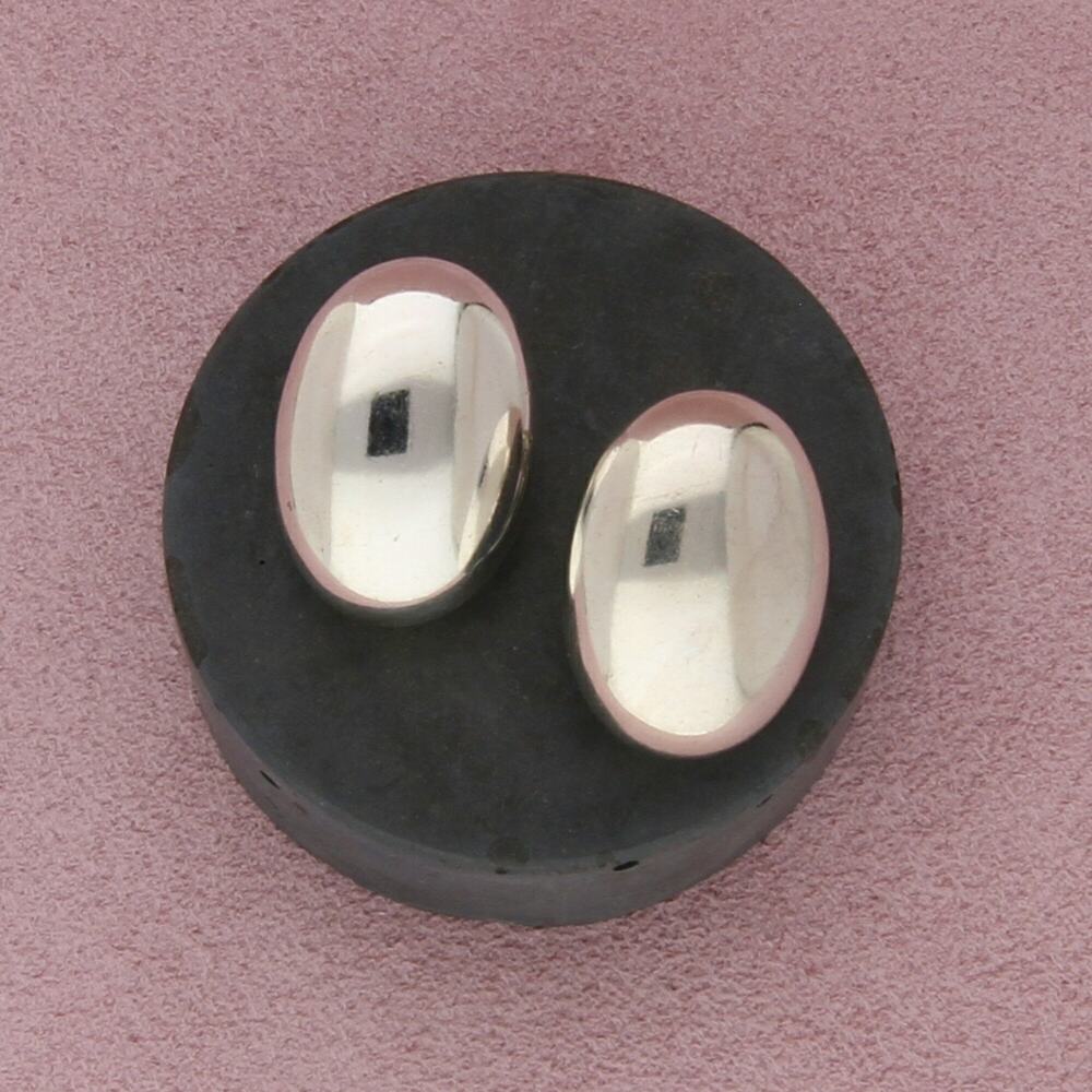 mexico sterling silver vintage domed clip-on earrings